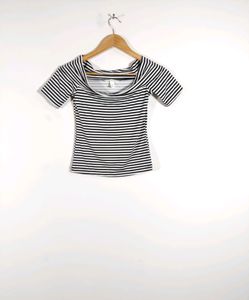 H&M Black & White Strips Top