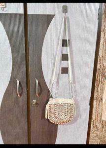White Studded Fringe Crossbody Bag