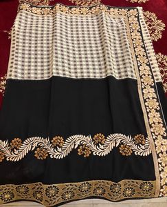 Elegant Black Embroidered Saree