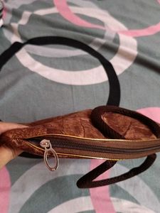 Brown Textured Handbag