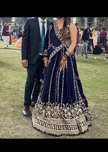 Beautiful Navy Blue Embroidered Lehenga Choli