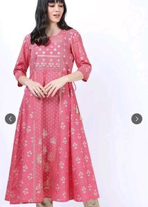 Vishudh Pink Kurta with Gold Print