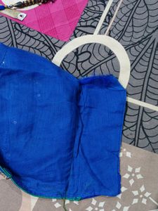 Royal Blue Colour Blouse Dry Cleaned No Flaws Have Margin Of 1.5 Inches.