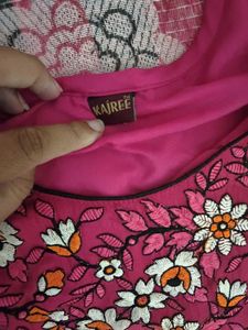 Beautifully Embroidered Magenta Kurta