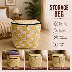 💝✨Stylish Leaf Print Storage Ottoman