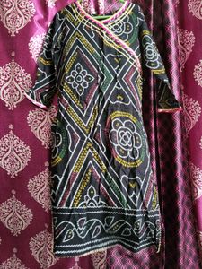 Anghrakha Bandhani gotta patti lace Kurti