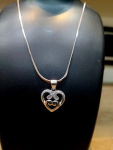 Heartshape Chain Pandent Pure Silver 925