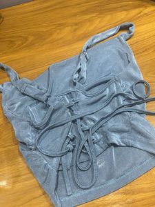 Stylish Blue Halter Neck Top