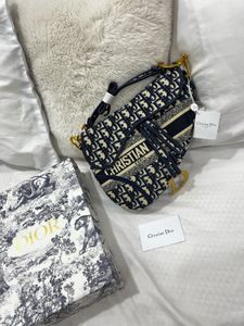 Dior Saddle Bag - Navy Oblique Canvas