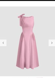 Chic Pink Midi Dress with Bow Detail