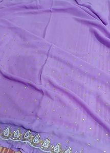 Beautiful Lavender Embroidered Saree with blouse