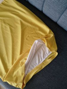 One-Shoulder Lace &amp; Yellow Dress