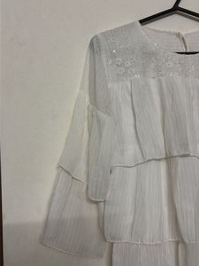 Elegant White Tiered Blouse