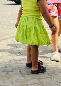 Girls Lime Green Textured Dress