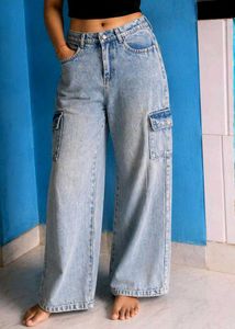 Light Wash Cargo Jeans