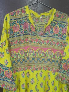 Vibrant Yellow Printed Kurta