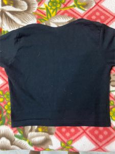 Jet Black Full Arms Plain Crop Top With A Beautifu