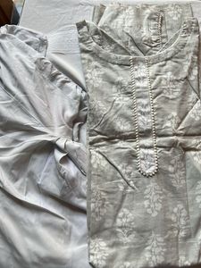 Grey Floral Print Kurta salwar set