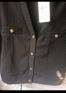 SHEIN BRANDED Chic Black Button-Up Top and shirt