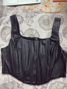 Black Faux Leather Corset Top