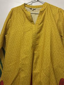 Yellow Cotton Kurta Set
