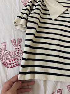 Striped Collared  Top
