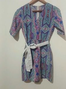 Vibrant Paisley Print Jumpsuit with belt
