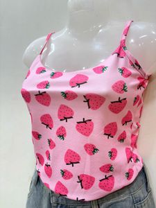 Cute Strawberry Print Camisole Top