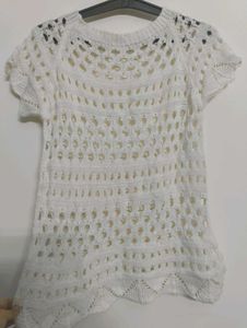 Chic White Crochet Italian Knit Top
