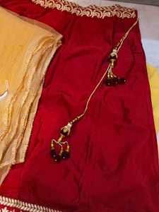 Royal Elegance: Maroon Lahenga Skirt FREE NECKLACE