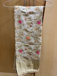 Elegant Cream &amp; Royal Blue Lengha Set