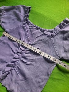 Lavender Puff Sleeve Crop Top