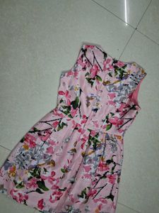 Pink Floral Sleeveless Dress