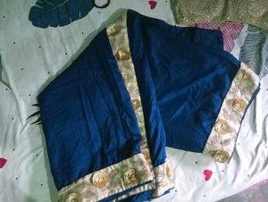Elegant Blue Saree with Golden Border