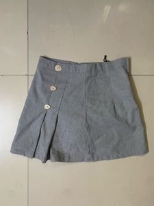 Pleated Grey A-line Skirt