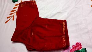 Elegant Red Silk Saree with Gold Border