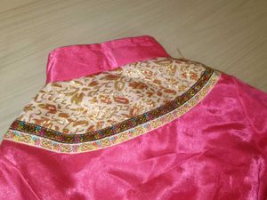 Elegant Pink Silk Gown with Floral Embroidery