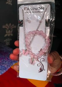 Pink Beaded Bracelet &amp; Earring Set