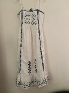 White Embroidered Midi Dress