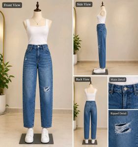 Distressed Blue Denim Jeans