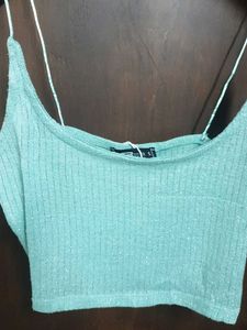 Mint Green Ribbed Crop Top small size no 138