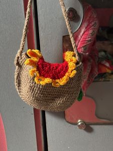 Crocheted Sunflower Crossbody Bag