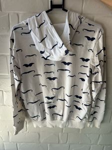 🤍 Cute Moustache Print Hoodie Jacket