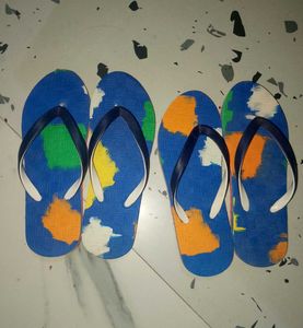Colorful Map Print Flip-Flops