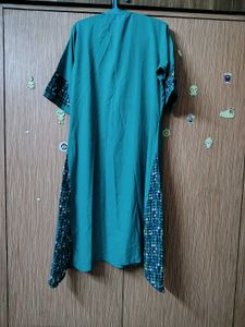 Teal Kurta with Sequined Yoke