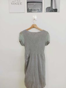 Gray Embellished Short Sleeve Dress