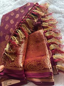 Elegant Maroon &amp; Gold Saree♥️