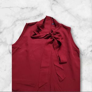 Maroon Bow Tie Blouse