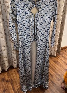 Stylish Printed gown(shrug)  with Zipper