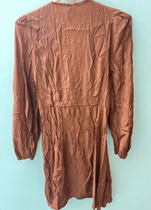 reduced price rust orange front tie up dress